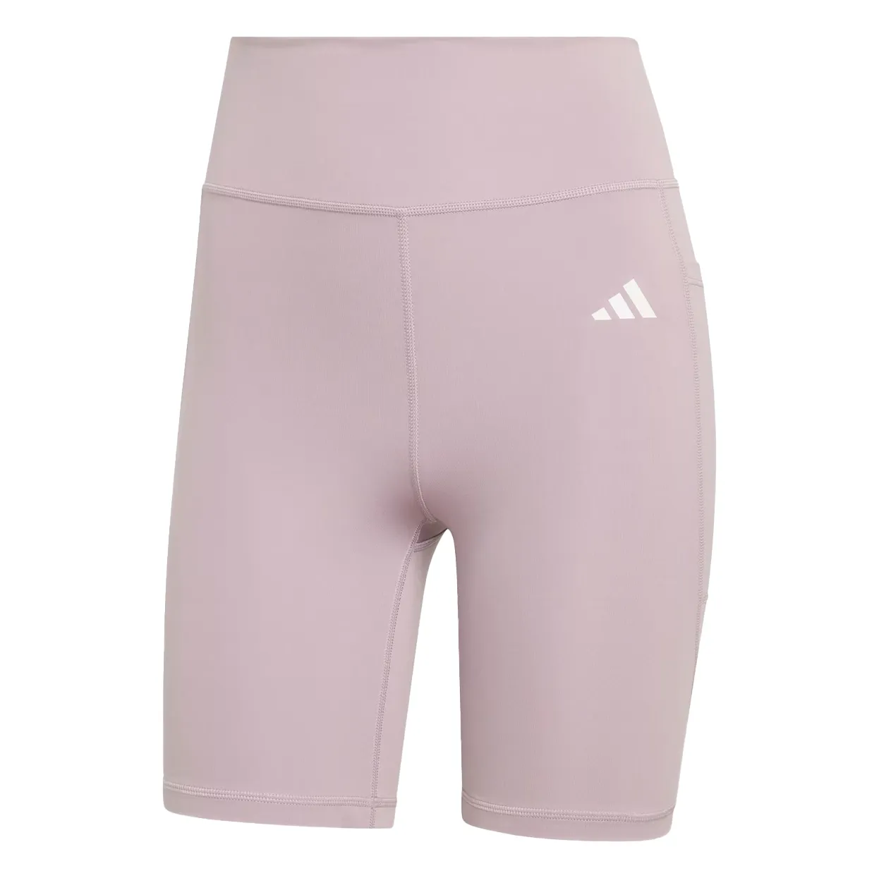 Bermuda feminina Adidas rosa vista traseira com bolsos e logo visível